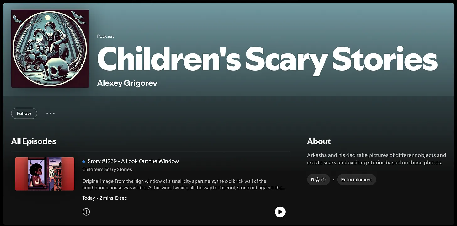 Kids Horror Stories podcast available on Spotify with 1200+ episodes
