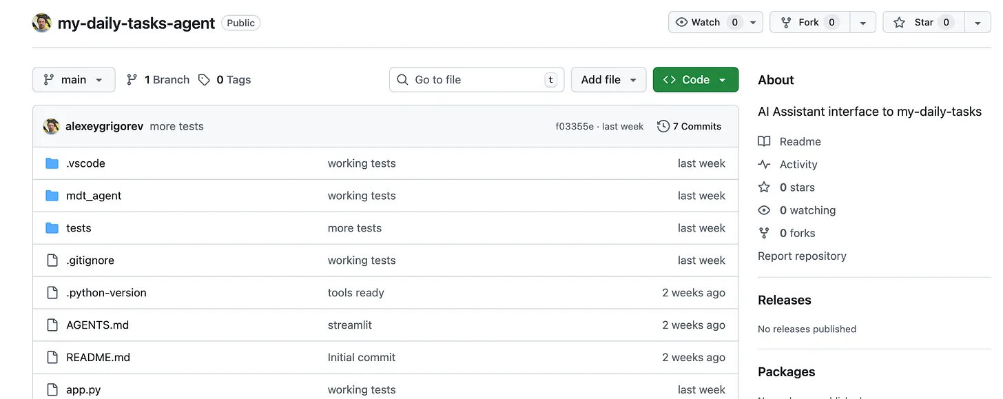 my-daily-tasks-agent repository on GitHub